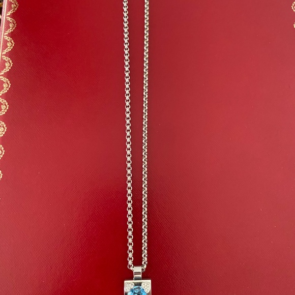 Blue Topaz with heart diamonds Chopard Necklace and pendent - Picture 2 of 4